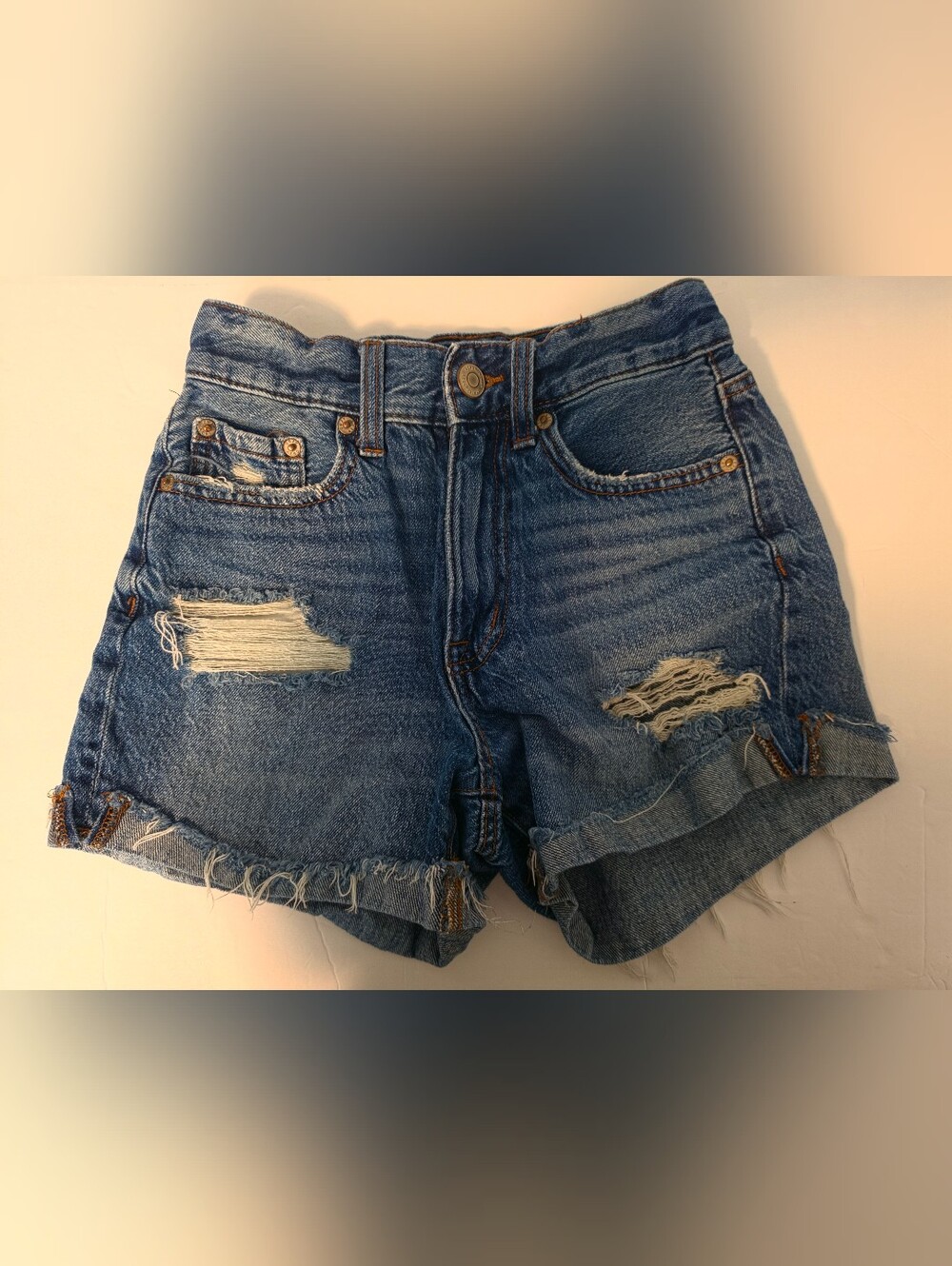 Blue Distressed Denim Women's Shorts